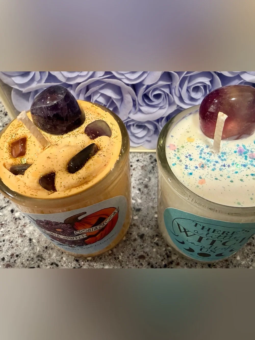 Halloween Pumpkin & Witch Scented Soy Candle Set - Orange & Cream